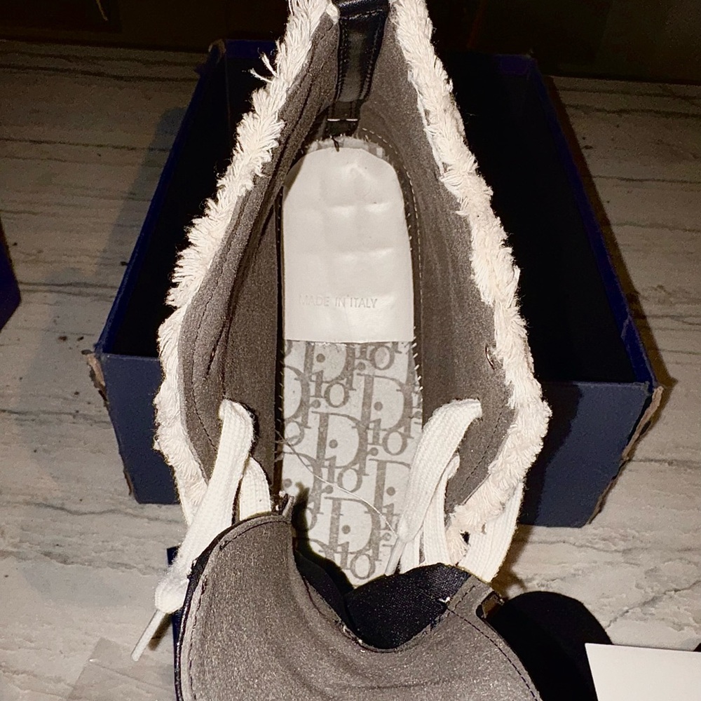 Dior Monogram High-Top Sneakers - Navy and White - Picture 14 of 16